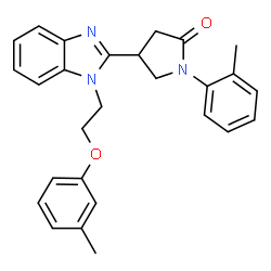 ChemSpider 2D Image | 4-{1-[2-(3-Methylphenoxy)ethyl]-1H-benzimidazol-2-yl}-1-(2-methylphenyl)-2-pyrrolidinone | C27H27N3O2