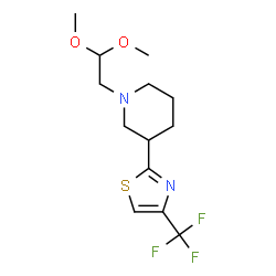 ChemSpider 2D Image | 1-(2,2-Dimethoxyethyl)-3-[4-(trifluoromethyl)-1,3-thiazol-2-yl]piperidine | C13H19F3N2O2S