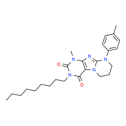 ChemSpider 2D Image | 1-Methyl-9-(4-methylphenyl)-3-nonyl-6,7,8,9-tetrahydropyrimido[2,1-f]purine-2,4(1H,3H)-dione | C25H35N5O2