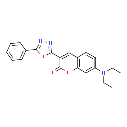 ChemSpider 2D Image | 7-(Diethylamino)-3-(5-phenyl-1,3,4-oxadiazol-2-yl)-2H-chromen-2-one | C21H19N3O3