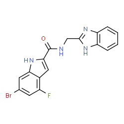 ChemSpider 2D Image | N-(1H-Benzimidazol-2-ylmethyl)-6-bromo-4-fluoro-1H-indole-2-carboxamide | C17H12BrFN4O