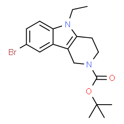ChemSpider 2D Image | 2-Methyl-2-propanyl 8-bromo-5-ethyl-1,3,4,5-tetrahydro-2H-pyrido[4,3-b]indole-2-carboxylate | C18H23BrN2O2
