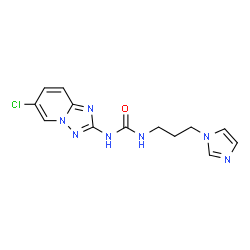 ChemSpider 2D Image | 1-(6-Chloro[1,2,4]triazolo[1,5-a]pyridin-2-yl)-3-[3-(1H-imidazol-1-yl)propyl]urea | C13H14ClN7O