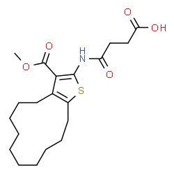 ChemSpider 2D Image | 4-{[3-(Methoxycarbonyl)-4,5,6,7,8,9,10,11,12,13-decahydrocyclododeca[b]thiophen-2-yl]amino}-4-oxobutanoic acid | C20H29NO5S