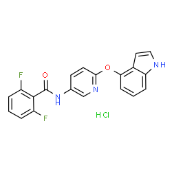 ChemSpider 2D Image | 2,6-Difluoro-N-[6-(1H-indol-4-yloxy)-3-pyridinyl]benzamide hydrochloride (1:1) | C20H14ClF2N3O2