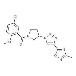 ChemSpider 2D Image | (5-Chloro-2-methoxyphenyl){3-[4-(3-methyl-1,2,4-oxadiazol-5-yl)-1H-1,2,3-triazol-1-yl]-1-pyrrolidinyl}methanone | C17H17ClN6O3