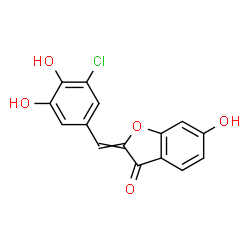 ChemSpider 2D Image | 2-(3-Chloro-4,5-dihydroxybenzylidene)-6-hydroxy-1-benzofuran-3(2H)-one | C15H9ClO5