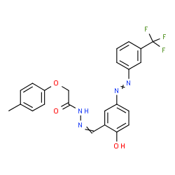 ChemSpider 2D Image | N'-(2-Hydroxy-5-{[3-(trifluoromethyl)phenyl]diazenyl}benzylidene)-2-(4-methylphenoxy)acetohydrazide | C23H19F3N4O3