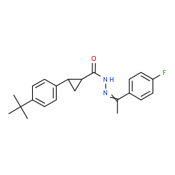 ChemSpider 2D Image | N'-[1-(4-Fluorophenyl)ethylidene]-2-[4-(2-methyl-2-propanyl)phenyl]cyclopropanecarbohydrazide | C22H25FN2O