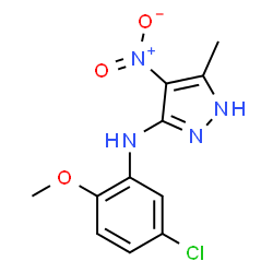 ChemSpider 2D Image | N-(5-Chloro-2-methoxyphenyl)-3-methyl-4-nitro-1H-pyrazol-5-amine | C11H11ClN4O3