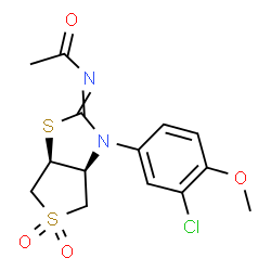 ChemSpider 2D Image | N-[(3aS,6aS)-3-(3-Chloro-4-methoxyphenyl)-5,5-dioxidotetrahydrothieno[3,4-d][1,3]thiazol-2(3H)-ylidene]acetamide | C14H15ClN2O4S2