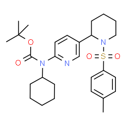 ChemSpider 2D Image | tert-butyl N-cyclohexyl-N-{5-[1-(4-methylbenzenesulfonyl)piperidin-2-yl]pyridin-2-yl}carbamate | C28H39N3O4S