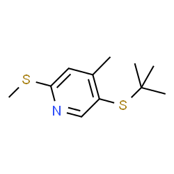 ChemSpider 2D Image | 4-Methyl-5-[(2-methyl-2-propanyl)sulfanyl]-2-(methylsulfanyl)pyridine | C11H17NS2