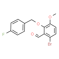 ChemSpider 2D Image | 6-Bromo-2-[(4-fluorobenzyl)oxy]-3-methoxybenzaldehyde | C15H12BrFO3