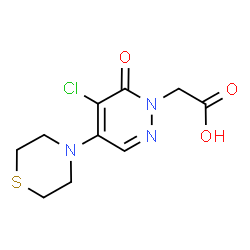 ChemSpider 2D Image | [5-Chloro-6-oxo-4-(4-thiomorpholinyl)-1(6H)-pyridazinyl]acetic acid | C10H12ClN3O3S
