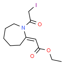 ChemSpider 2D Image | Ethyl (2E)-[1-(iodoacetyl)-2-azepanylidene]acetate | C12H18INO3