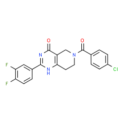 ChemSpider 2D Image | 6-(4-Chlorobenzoyl)-2-(3,4-difluorophenyl)-5,6,7,8-tetrahydropyrido[4,3-d]pyrimidin-4(1H)-one | C20H14ClF2N3O2