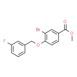 ChemSpider 2D Image | Methyl 3-bromo-4-[(3-fluorobenzyl)oxy]benzoate | C15H12BrFO3