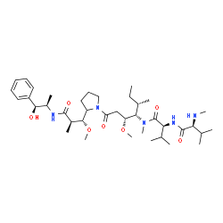 ChemSpider 2D Image | N-Methyl-L-valyl-N-[(3R,4S,5S)-1-{2-[(1R,2R)-3-{[(1S,2R)-1-hydroxy-1-phenyl-2-propanyl]amino}-1-methoxy-2-methyl-3-oxopropyl]-1-pyrrolidinyl}-3-methoxy-5-methyl-1-oxo-4-heptanyl]-N-methyl-L-valinamide | C39H67N5O7