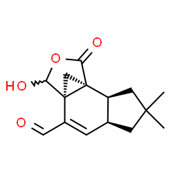 ChemSpider 2D Image | (1S,2S,6S,9R)-10-Hydroxy-4,4-dimethyl-12-oxo-11-oxatetracyclo[7.3.1.0~1,9~.0~2,6~]tridec-7-ene-8-carbaldehyde | C15H18O4