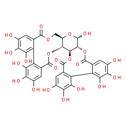 ChemSpider 2D Image | (10aR,12aR,25aR,25bS)-2,3,4,5,6,7,11,17,18,19,20,21,22-Tridecahydroxy-10a,11,12a,13,25a,25b-hexahydrodibenzo[g,i]dibenzo[6',7':8',9'][1,4]dioxecino[2',3':4,5]pyrano[3,2-b][1,5]dioxacycloundecine-9,15,
24,27-tetrone | C34H24O22