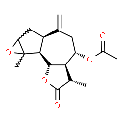 ChemSpider 2D Image | (3S,3aR,4S,6aR,8bS,8cS)-3,8a-Dimethyl-6-methylene-2-oxododecahydrooxireno[2,3]azuleno[4,5-b]furan-4-yl acetate | C17H22O5