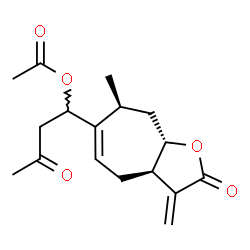 ChemSpider 2D Image | 1-[(3aR,7S,8aS)-7-Methyl-3-methylene-2-oxo-3,3a,4,7,8,8a-hexahydro-2H-cyclohepta[b]furan-6-yl]-3-oxobutyl acetate | C17H22O5