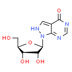 ChemSpider 2D Image | 1-(beta-D-Ribofuranosyl)-1,2-dihydro-4H-pyrazolo[3,4-d]pyrimidin-4-one | C10H12N4O5