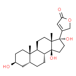 ChemSpider 2D Image | (3beta,5beta)-3,14,17-Trihydroxycard-20(22)-enolide | C23H34O5