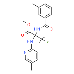ChemSpider 2D Image | Methyl 3,3,3-trifluoro-2-[(3-methylbenzoyl)amino]-N-(5-methyl-2-pyridinyl)alaninate | C18H18F3N3O3