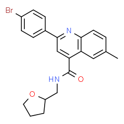 ChemSpider 2D Image | 2-(4-Bromophenyl)-6-methyl-N-(tetrahydro-2-furanylmethyl)-4-quinolinecarboxamide | C22H21BrN2O2