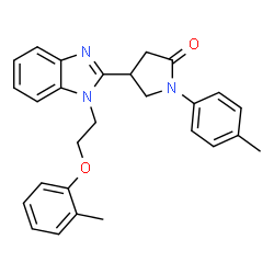 ChemSpider 2D Image | 4-{1-[2-(2-Methylphenoxy)ethyl]-1H-benzimidazol-2-yl}-1-(4-methylphenyl)-2-pyrrolidinone | C27H27N3O2