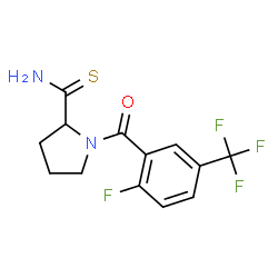 ChemSpider 2D Image | 1-[2-Fluoro-5-(trifluoromethyl)benzoyl]-2-pyrrolidinecarbothioamide | C13H12F4N2OS