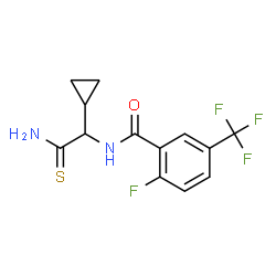 ChemSpider 2D Image | N-(2-Amino-1-cyclopropyl-2-thioxoethyl)-2-fluoro-5-(trifluoromethyl)benzamide | C13H12F4N2OS