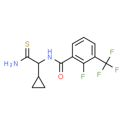ChemSpider 2D Image | N-(2-Amino-1-cyclopropyl-2-thioxoethyl)-2-fluoro-3-(trifluoromethyl)benzamide | C13H12F4N2OS