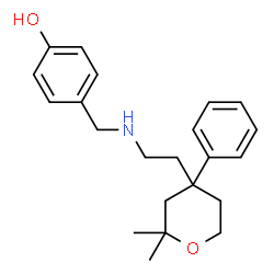 ChemSpider 2D Image | 4-({[2-(2,2-Dimethyl-4-phenyltetrahydro-2H-pyran-4-yl)ethyl]amino}methyl)phenol | C22H29NO2