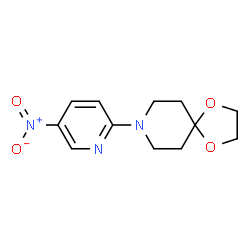 ChemSpider 2D Image | 8-(5-Nitro-2-pyridinyl)-1,4-dioxa-8-azaspiro[4.5]decane | C12H15N3O4