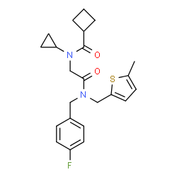 ChemSpider 2D Image | N-Cyclopropyl-N-(2-{(4-fluorobenzyl)[(5-methyl-2-thienyl)methyl]amino}-2-oxoethyl)cyclobutanecarboxamide | C23H27FN2O2S