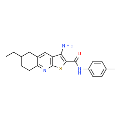 ChemSpider 2D Image | 3-Amino-6-ethyl-N-(4-methylphenyl)-5,6,7,8-tetrahydrothieno[2,3-b]quinoline-2-carboxamide | C21H23N3OS
