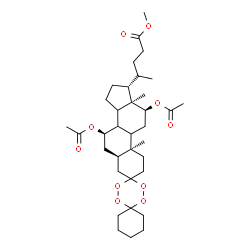 ChemSpider 2D Image | Methyl (4R)-4-[(5''R,7''R,10''S,12''S,13''R,17''R)-7'',12''-diacetoxy-10'',13''-dimethylhexadecahydrodispiro[cyclohexane-1,3'-[1,2,4,5]tetroxane-6',3''-cyclopenta[a]phenanthren]-17''-yl]pentanoate | C35H54O10