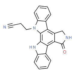 ChemSpider 2D Image | 3-(5-Oxo-5,6,7,13-tetrahydro-12H-indolo[2,3-a]pyrrolo[3,4-c]carbazol-12-yl)propanenitrile | C23H16N4O