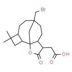 ChemSpider 2D Image | [8-(Bromomethyl)-4,4-dimethyl-13-oxo-14-oxatetracyclo[6.6.1.0~1,11~.0~2,5~]pentadec-12-yl]acetic acid | C19H27BrO4