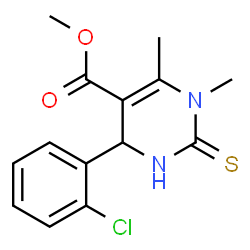 ChemSpider 2D Image | Methyl 4-(2-chlorophenyl)-1,6-dimethyl-2-thioxo-1,2,3,4-tetrahydro-5-pyrimidinecarboxylate | C14H15ClN2O2S