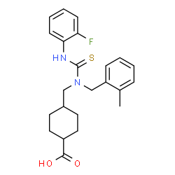 ChemSpider 2D Image | 4-({[(2-Fluorophenyl)carbamothioyl](2-methylbenzyl)amino}methyl)cyclohexanecarboxylic acid | C23H27FN2O2S