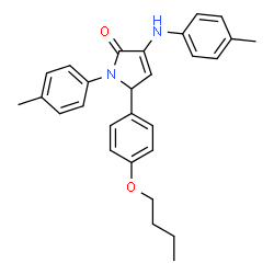ChemSpider 2D Image | 5-(4-Butoxyphenyl)-1-(4-methylphenyl)-3-[(4-methylphenyl)amino]-1,5-dihydro-2H-pyrrol-2-one | C28H30N2O2