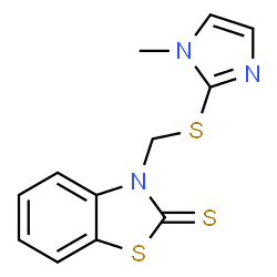 ChemSpider 2D Image | 3-{[(1-Methyl-1H-imidazol-2-yl)sulfanyl]methyl}-1,3-benzothiazole-2(3H)-thione | C12H11N3S3
