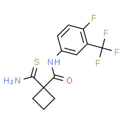 ChemSpider 2D Image | 1-Carbamothioyl-N-[4-fluoro-3-(trifluoromethyl)phenyl]cyclobutanecarboxamide | C13H12F4N2OS