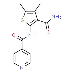 ChemSpider 2D Image | N-(3-Carbamoyl-4,5-dimethyl-2-thienyl)isonicotinamide | C13H13N3O2S