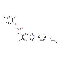 ChemSpider 2D Image | N-[2-(4-Butylphenyl)-6-methyl-2H-benzotriazol-5-yl]-2-(2,4-dimethylphenoxy)acetamide | C27H30N4O2