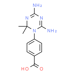 ChemSpider 2D Image | 4-(4,6-Diamino-2,2-dimethyl-1,3,5-triazin-1(2H)-yl)benzoic acid | C12H15N5O2